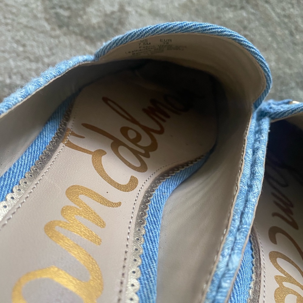 Sam Edelman Light Blue Textured Loafers - Picture 3 of 4